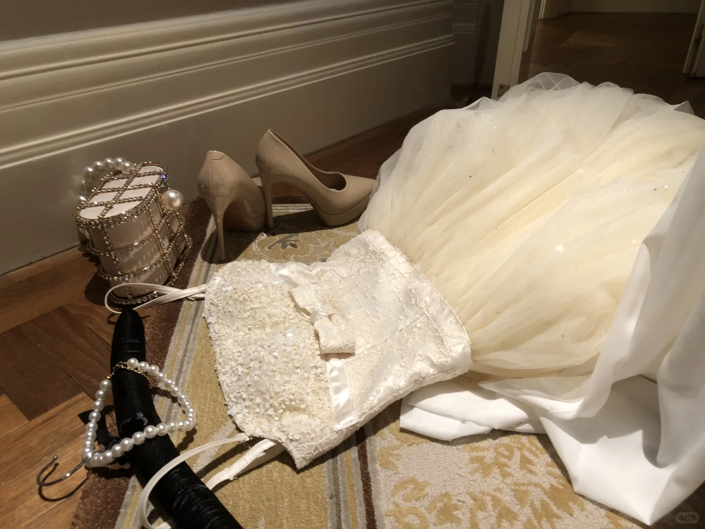 Cute A Line Spaghetti Strap White Beaded Layered Tulle Homecoming Dress Birthday Dress SH2980