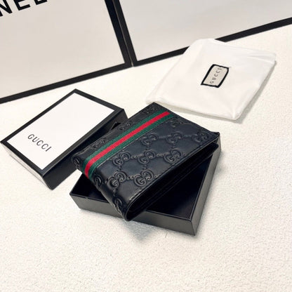 GUCCI GUCCISSIMA WEB BIFOLD WALLET BLACK 11CM