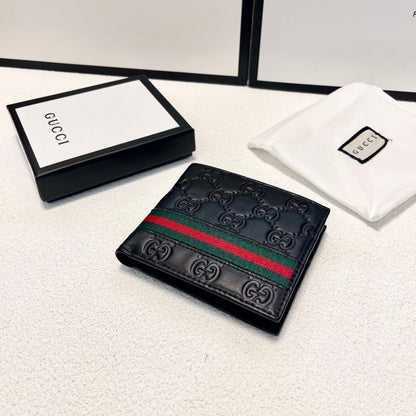 GUCCI GUCCISSIMA WEB BIFOLD WALLET BLACK 11CM