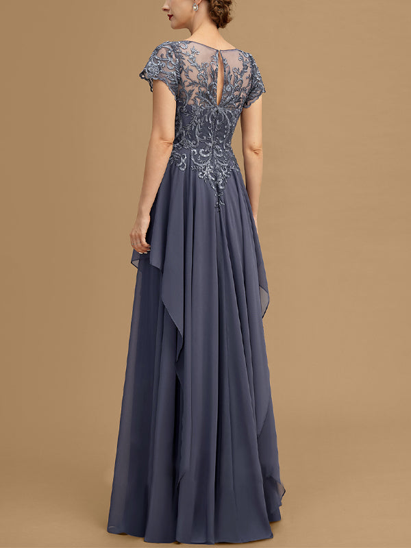 Lace Mesh Short Sleeve Maxi Dress