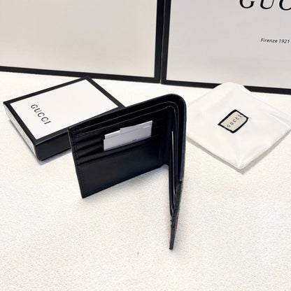 GUCCI GUCCISSIMA WEB BIFOLD WALLET BLACK 11CM