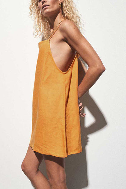 loveedsTM- Minimalism Linen Slip Mini Dress