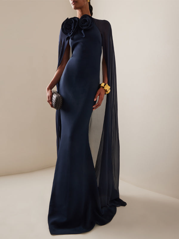 Solid Color Chiffon Maxi Dress