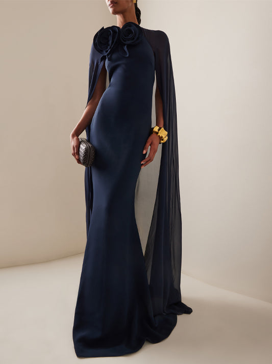 Solid Color Chiffon Maxi Dress