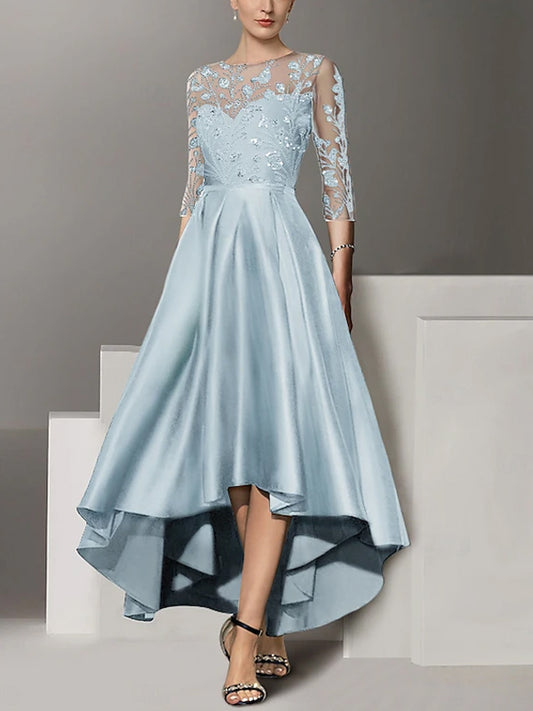 Vintage Round Neck Tulle Solid Color Midi Dress