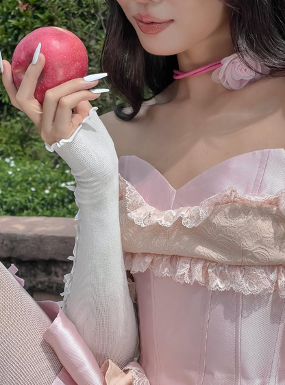 Pink A Line Sweetheart Neck Lace Satin Short Homecoming Dress Cocktail Dress SH3818