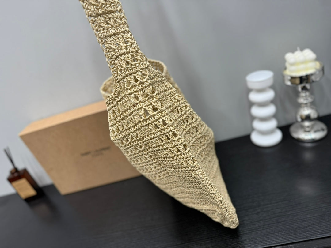 YSL SAINT LAURENT Raffia Tote Bag 30x32cm