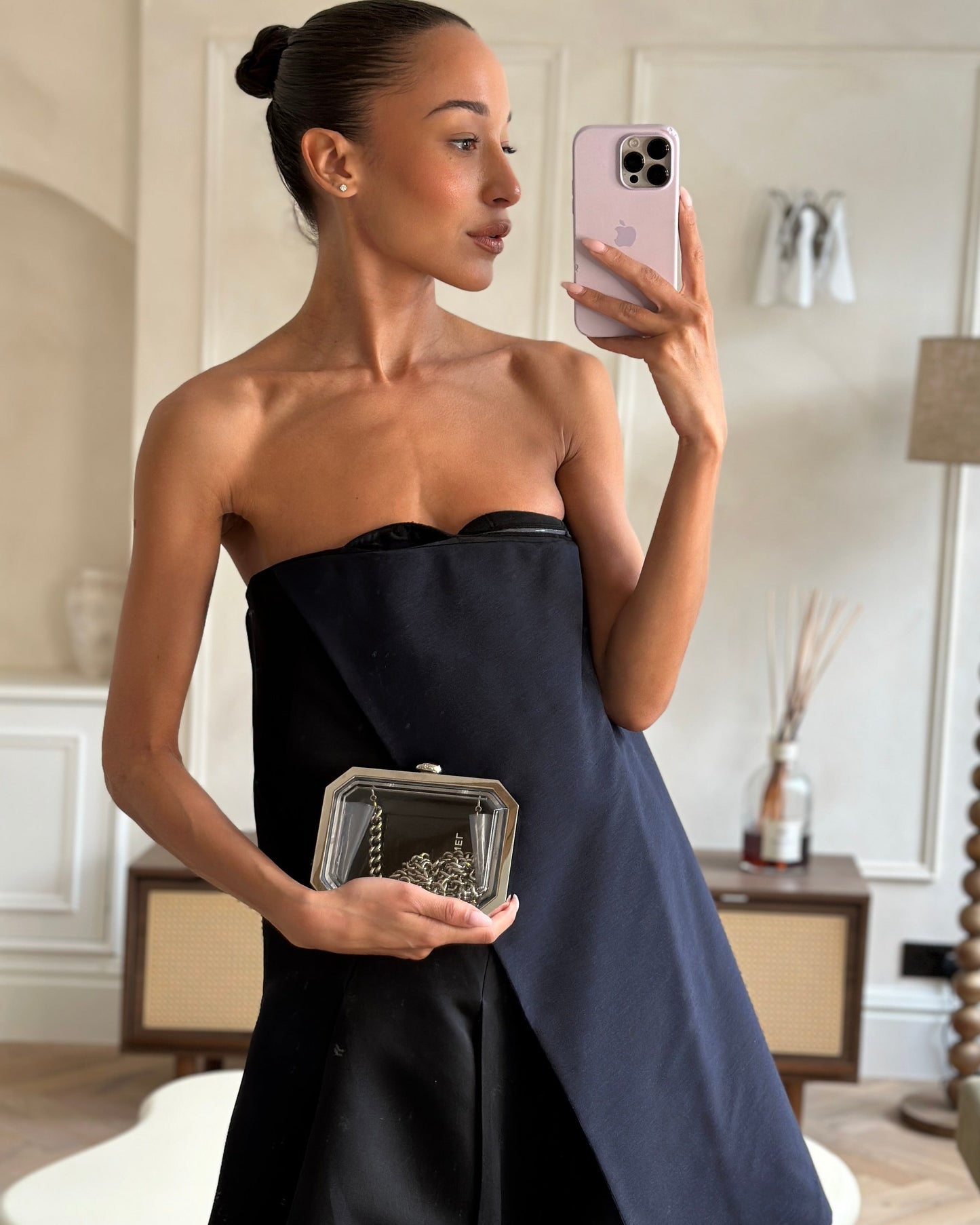 *Limited Edition* Chanel Silver, Black Minaudiere Plexiglass Clutch Bag