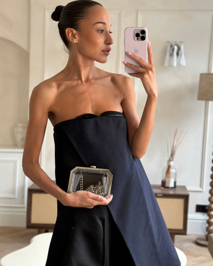 *Limited Edition* Chanel Silver, Black Minaudiere Plexiglass Clutch Bag