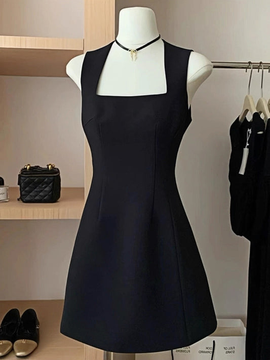 Simple A line Square Neck Little Black Dress Party Dresses Short Formal Homecoming Dresses Night Chic Elegant Cocktail Dresses 16th Birthday Outfits Hoco Dress DH2763