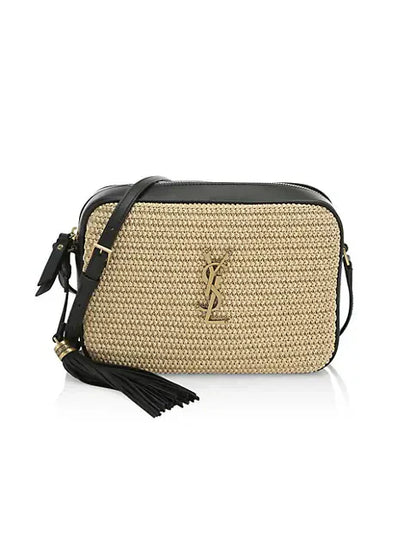 Saint Laurent Lou Medium YSL Monogram Raffia Camera Bag
