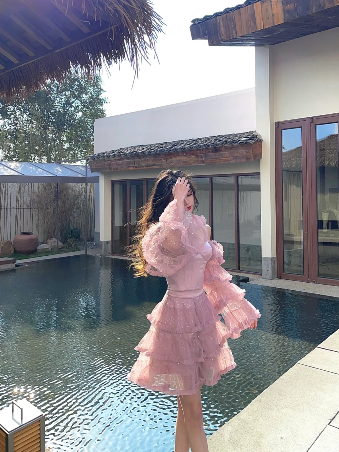 Gentle Purple A Line Long Sleeve Layered Tulle Homecoming Dress Birthday Dress Outfits SH3640