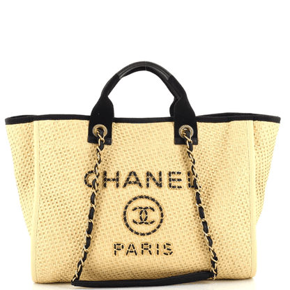 Chanel Deauville Tote Straw with Chain Detail Medium
