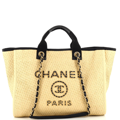 Chanel Deauville Tote Straw with Chain Detail Medium