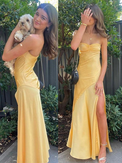 Popular Satin Spaghetti Straps Long Evening Prom Dresses        cg25062