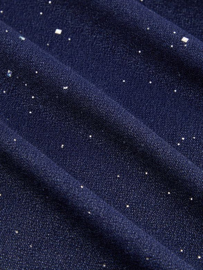 Cowl Neck Sequin Ruffle Maxi Dress Navy Blue Evening Dress      cg25206