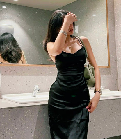 Black Simple Prom Party Dress Long Sexy Evening Dress   fg8101