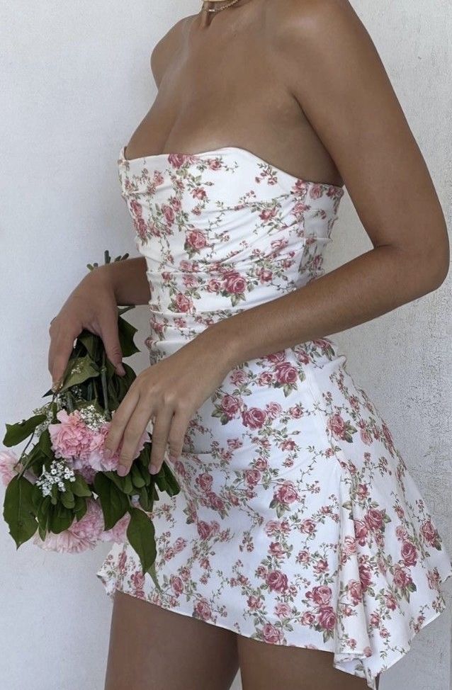 New Arrival Strapless Floral Print Homecoming Dress Party Dress    cg25994