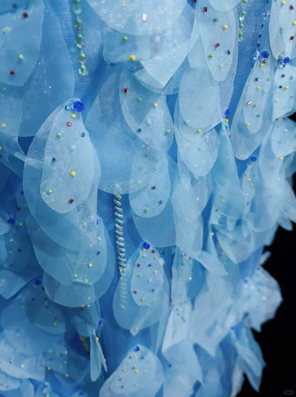 Blue gorgeous shiny elegant exquisite colorful beaded tulle long mermaid slim ball gown evening dress party dress prom dress legend of the blue sea gh3850