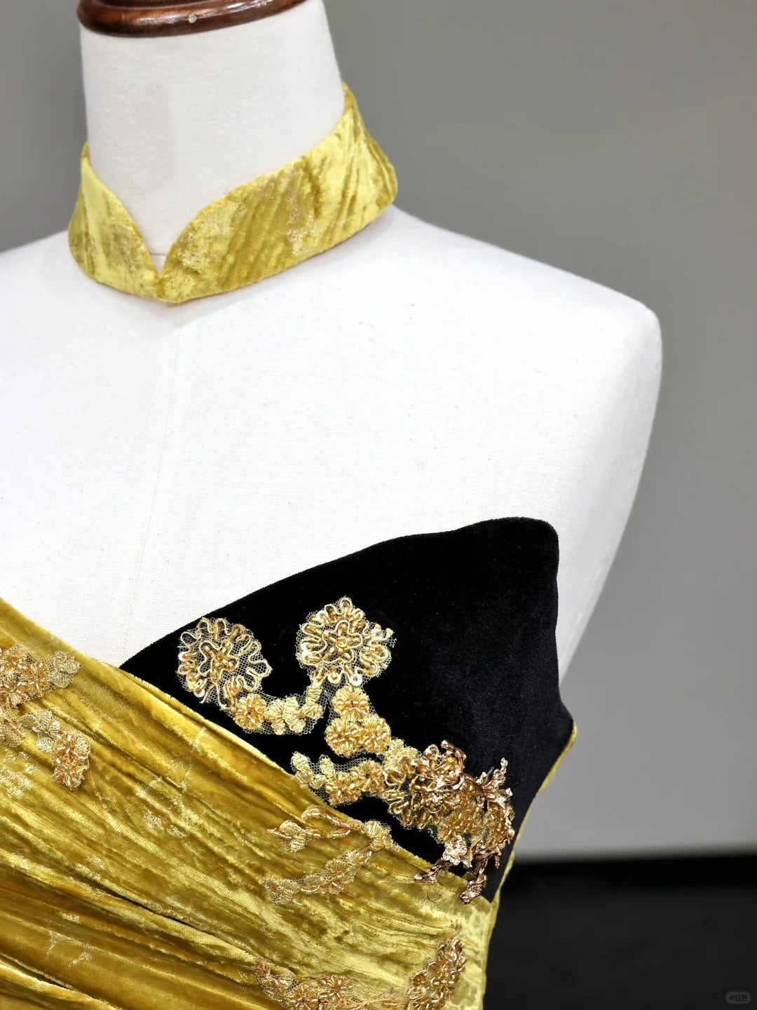 preppydressess -Yellow floral long velvet prom dress evening dress party dress gh5117