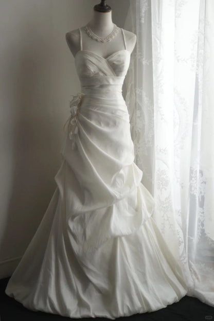 White Party Dress Long Evening Dress Princess Wedding Dress    fg8109