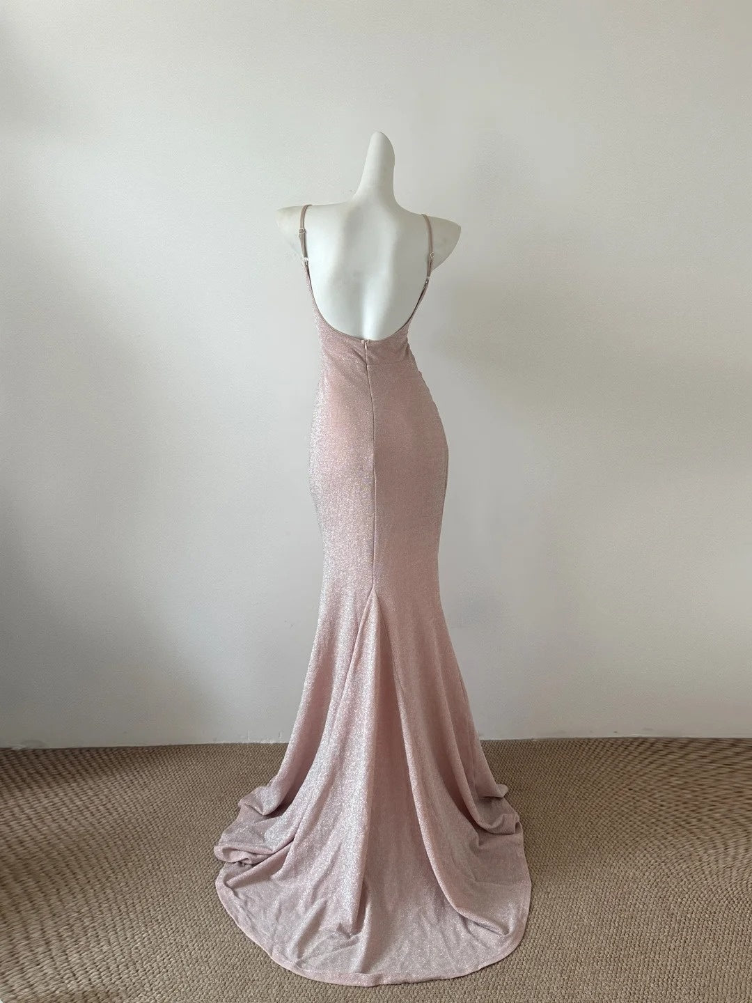 Light Pink Shiny Fashion Long Satin Prom Dress Evening Dress Party Dress gh4841