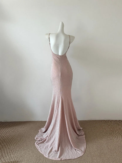 Light Pink Shiny Fashion Long Satin Prom Dress Evening Dress Party Dress gh4841