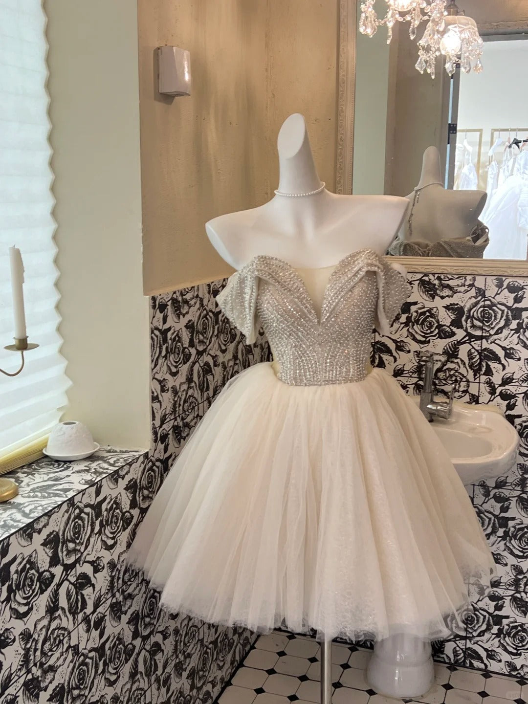 A Line Tulle Off Shoulder Short Party Dress Cocktail Dresses Homecoming Dress     cg25780