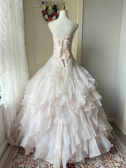 A Line Pink Ball Gown Quinceanera Dress Unique Long Evening Dress    cg25507