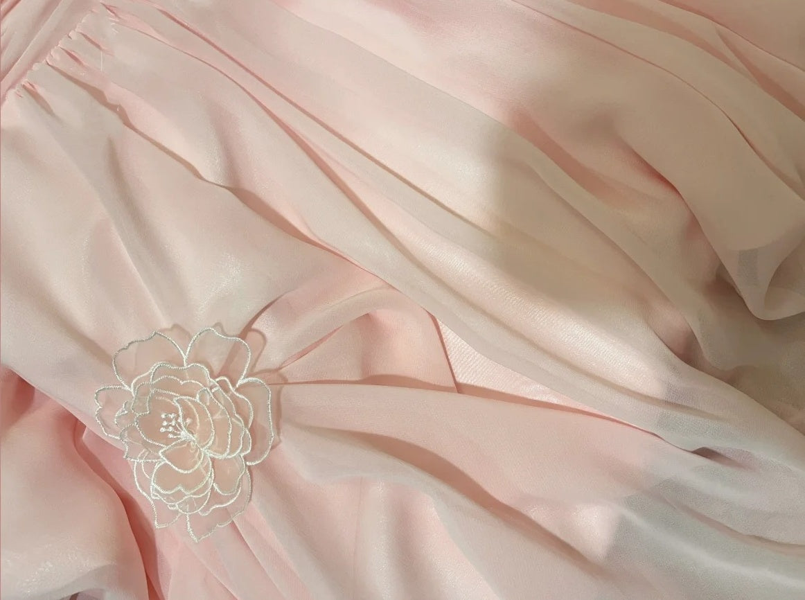 Pink Fashion One Shoulder Long Chiffon Ball Gown Evening Dress gh4430