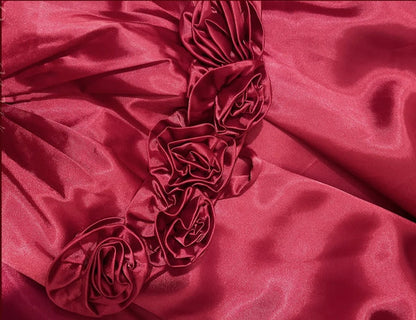 Red delicate floral long elegant satin ball gown evening dress gh4436