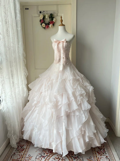 A Line Pink Ball Gown Quinceanera Dress Unique Long Evening Dress    cg25507