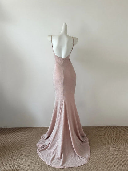Pink Simple Shiny Mermaid Elegant Long Ball Gown Evening Dress Party Dress gh4475