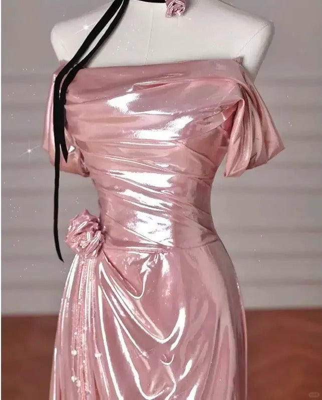 Pink Fashion Long Satin Mermaid Slim Fit Evening Dress Birthday Party Dress gh4990