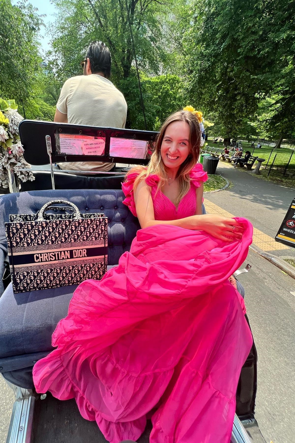 Fuchsia V-Neck Chiffon A-Line Long Prom Dress