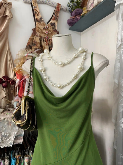 Green Simple Vintage Evening Dresses, Sleeveless Party Gowns  cg25496