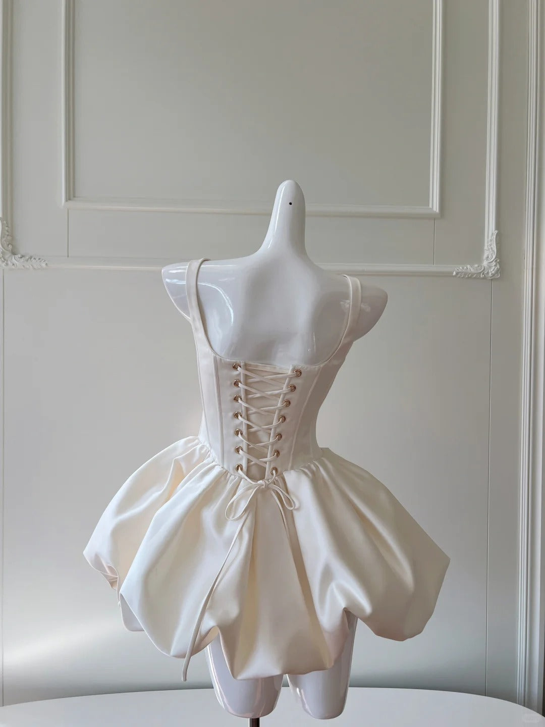 Ivory White Short Simple Fashion Satin Homecoming Dress Birthday Party Dress gh5051