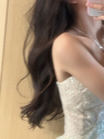 Beautiful Teal Sparkly Elegant Sophisticated Long Sequin Sparkling Tulle Ball Gown Evening Gown Prom Gown Graduation Gown gh3724