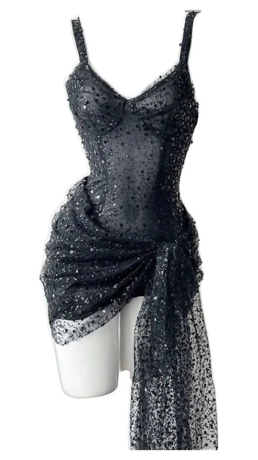 preppydressess-Pink/Black Sparkling Sequin Short Homecoming Dress Cocktail/Birthday Party Dress gh5016