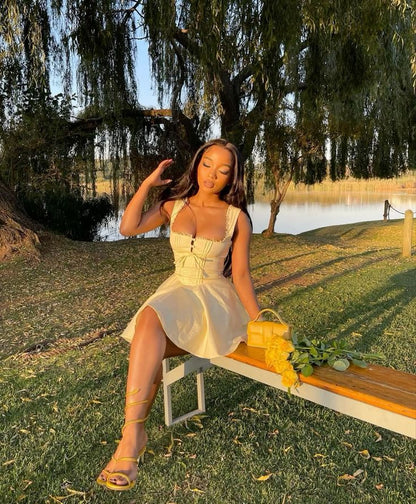 Yellow A Line Party Dress Short Prom Dresses Homecoming Gowns      cg25613