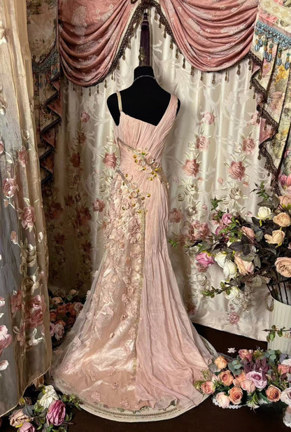 Elegant Pink Tulle Long Prom Gown New Evening Dress     fg7281