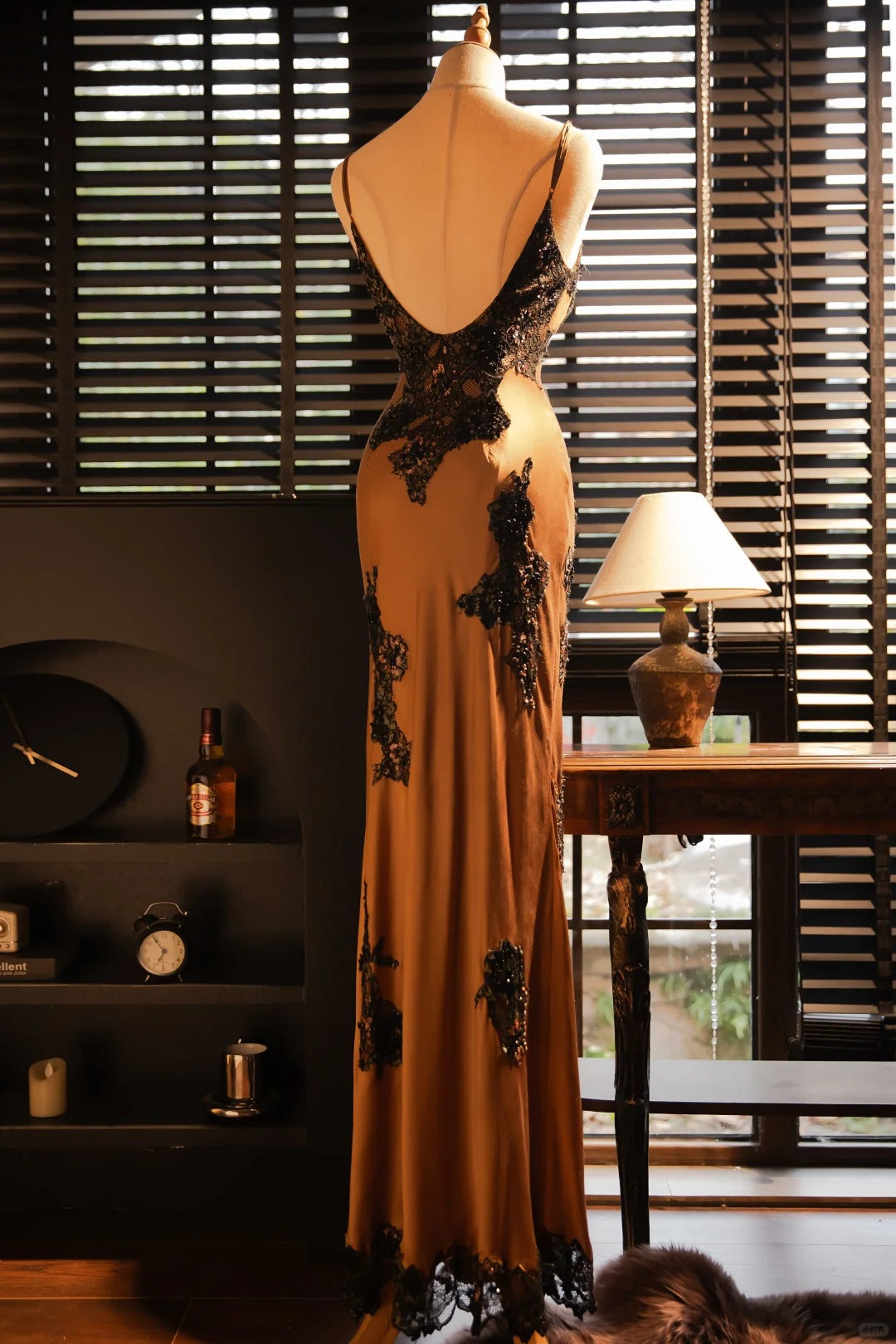 Sexy V Neck Lace Vintage Evening Dresses, Sleeveless Long Party Gowns  cg25505