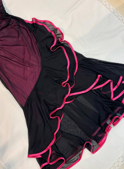 Vintage Mermaid Spaghetti Strap Ruffle Chiffon Prom Dress Evening Dress SH2068