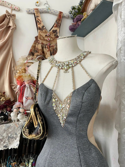 Gray Short Party Dress Cocktail Dresses Homecoming Dress     cg25690