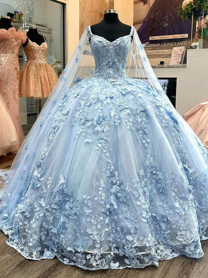 Blue A Line Tulle Ball Gown Prom Dresses, Evening Gowns        fg3992