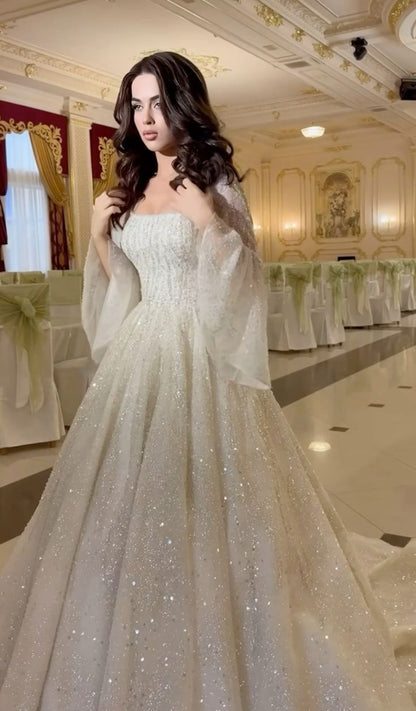 A Line Luxurious and sparkling Wedding Dresses Long Bridal Gowns      cg26037