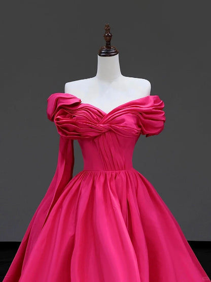 preppydressess -Pink elegant long satin prom dress evening dress party dress gh5122