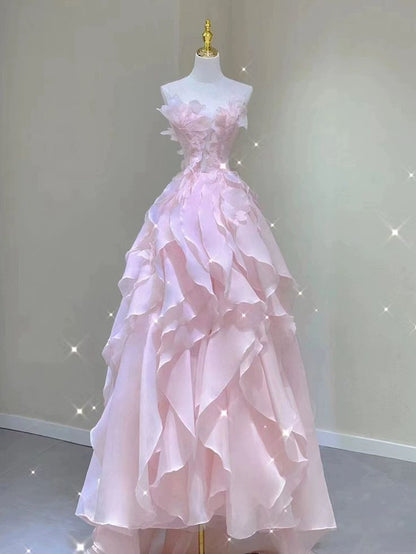 Pink princess evening dress, fairy party dress, girl__ birthday flower dress, Sweet 16 Quinceanera Dress   cg25009