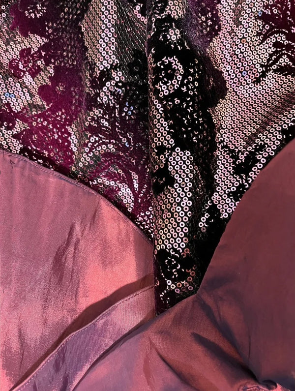 Purple Lace Beautiful Mermaid Long Satin Ball Gown Evening Dress gh4440