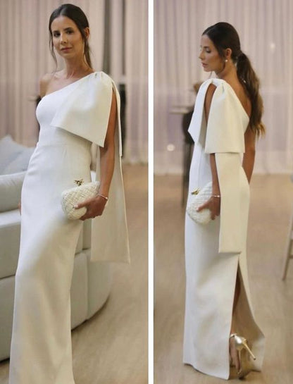 White One Shoulder Long Prom Dress Formal Party Dress    fg5626